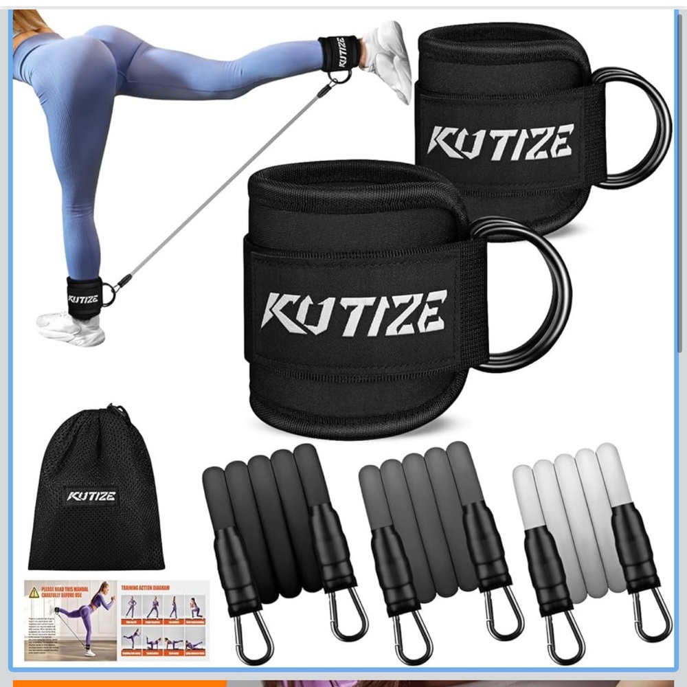 Ankle Resistance Bands with Cuffs for Women & Men - 3-Level Adjustable